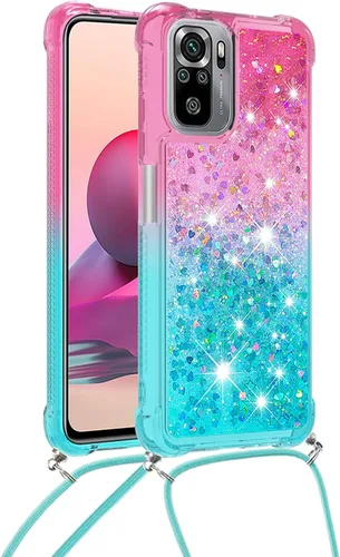 Vista 7 de XYX Funda para Xiaomi Redmi Note 10s, Gradient Quicksand Funda protectora a prueba de golpes para mujeres y niñas con correa ajustable para Redmi