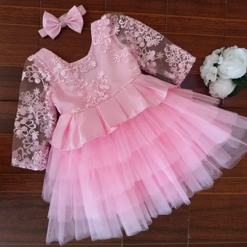 Vista 5 de Todder - Vestido de encaje para bebé, para fiesta de cumpleaños, bautizo
