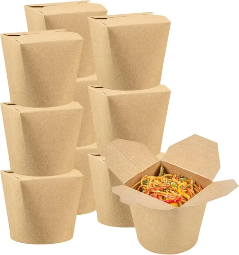 Vista 6 de Restaurantware Bio Tek - Contenedores de comida de 3.2 x 2.9 x 4 pulgadas, 200 cajas de fideos duraderas, desechables y sostenibles, cajas redondas