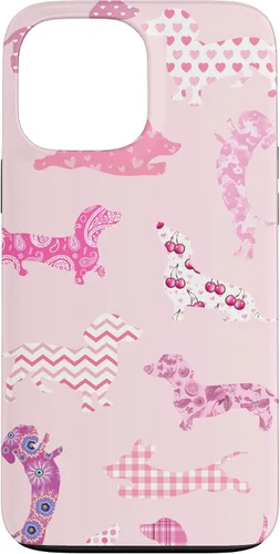 Vista 22 de Funda para iPhone 11 rosa boho Dachshund Doxie
