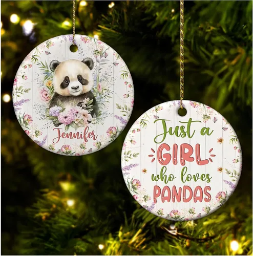 Vista 27 de Hyturtle Adorno de Navidad personalizado para los amantes de los osos, adorno de cerámica con nombre personalizado de Just A Girl Who Loves Bears