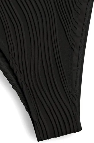Vista 4 de ZAFUL Bikini de dos piezas para mujer con textura cruzada de metal de pierna alta