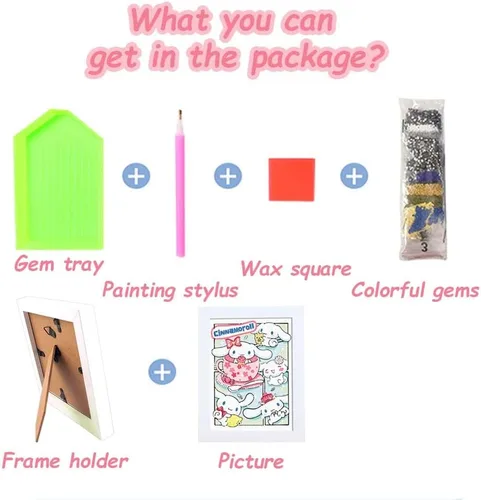 Vista 3 de Akutoer Lindos kits de dibujo de diamantes de dibujos animados, pintura Kawaii con diamantes, arte de gemas y manualidades, suministros de pintura