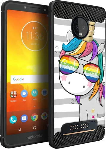 Vista 20 de CasesOnDeck Funda compatible con [Motorola Moto Z3 Play Moto Z3] Moto Z3 Design, funda delgada negra flexible y elegante protección contra golpes