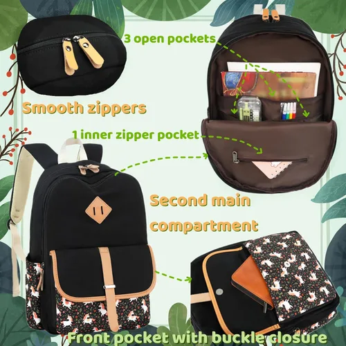 Vista 3 de Leaper - mochila escolar para niñas, mochila informal, bolsa de viaje con bolsillos laterales