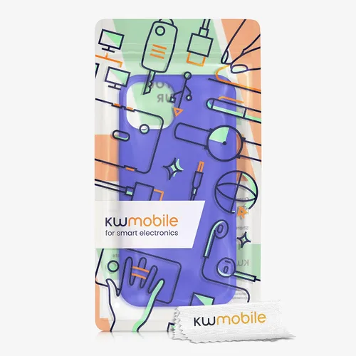 Vista 7 de kwmobile Funda compatible con Apple iPhone 13, funda de silicona TPU con acabado suave, color azul báltico