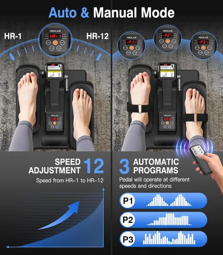 Vista 4 de Portable Under Desk Elliptical Machine with Wireless Remote. 12 Manual & 3 Automatic Speeds. Pedal Ellipse Leg Exerciser. Leg Exerciser While