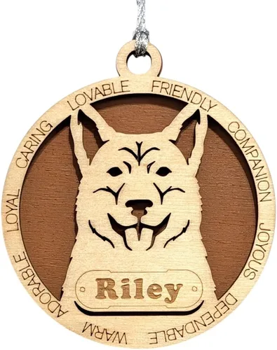 Vista 118 de Adorno de Navidad personalizado para perro Cavalier King Charles Spaniel, redondo de 3 pulgadas, madera cortada con láser de 2 capas, nombre y texto