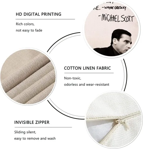 Vista 2 de Funda de almohada decorativa con cita de granja, divertida funda de cojín de Michael Scott, decoración cuadrada de temporada para el hogar, sofá