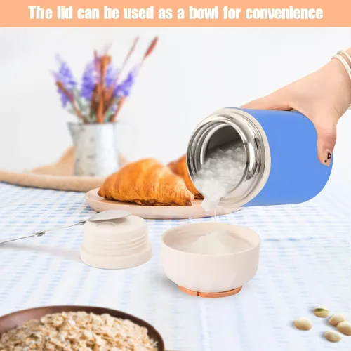 Vista 6 de Corn Flower Blue - Tarro de alimentos aislado para niños y mujeres con cuchara de 17 oz/16.9 fl oz, recipiente de almacenamiento de alimentos