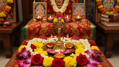 Vista 3 de CraftsofIndia® - Campana Puja de latón para mandir, Aarti, Poojan, campanilla de cascabel colorido para Navidad, festivales hindúes, oficina y hogar