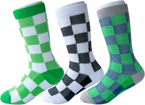 Vista 2 de Calcetines tobilleros de algodón a cuadros para niñas y niños pequeños unisex