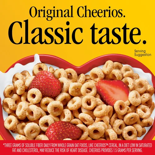 Vista 2 de Cheerios, cereales para el desayuno sin gluten saludables para el corazón, 8.9 onzas