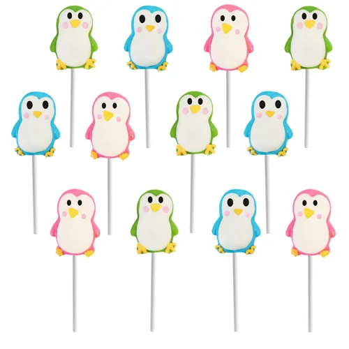 Vista 3 de Paquete de 12 piruletas de pingüino, sin grasa, envueltas individualmente