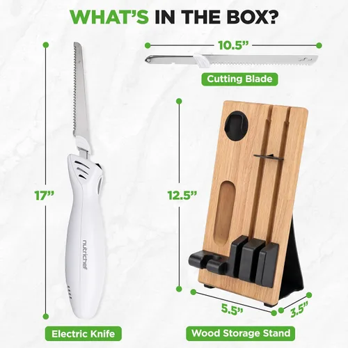 Vista 8 de NutriChef Rebanador Eléctrico de Pavo Cuchillo de Cocina Para Acción de Gracias Cortador de Alimentos Eléctrico Portátil Juego de Cuchillos
