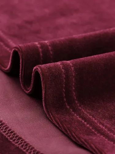 Vista 5 de Allegra K Blusa básica de terciopelo de cuello alto para mujer, de manga larga, de terciopelo básico