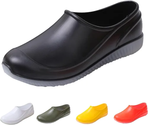 Vista 5 de Zapatos de trabajo antideslizantes para hombres y mujeres, zuecos de chef, ligeros, antideslizantes, resistentes al agua, cómodos zuecos de jardín