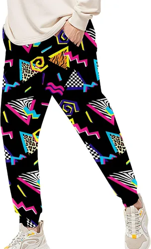 Vista 7 de Pantalones deportivos de moda estilo de los años 80 para hombre, pantalones deportivos divertidos para hombre, pantalones deportivos casuales