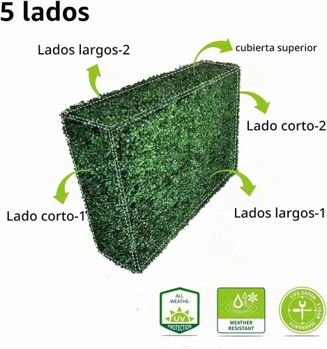 Vista 3 de Pared de seto artificial sin maceta, pared decorativa de privacidad para exteriores o interiores, ideal para balcón, patio, cubierta, panel