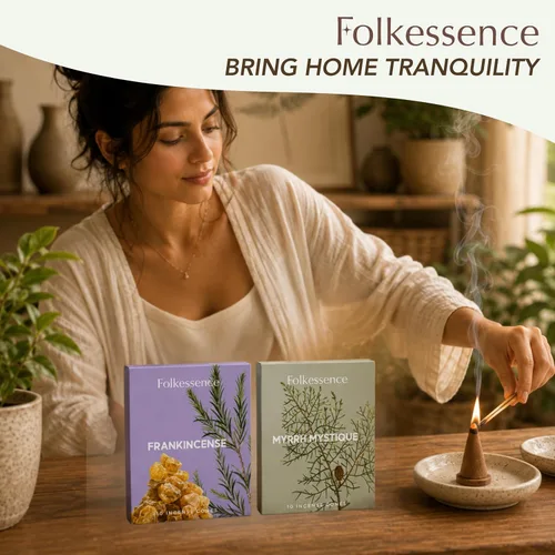 Vista 5 de Folkulture Conos de incienso premium e incienso y mirra - Juego de 2 (20 conos)