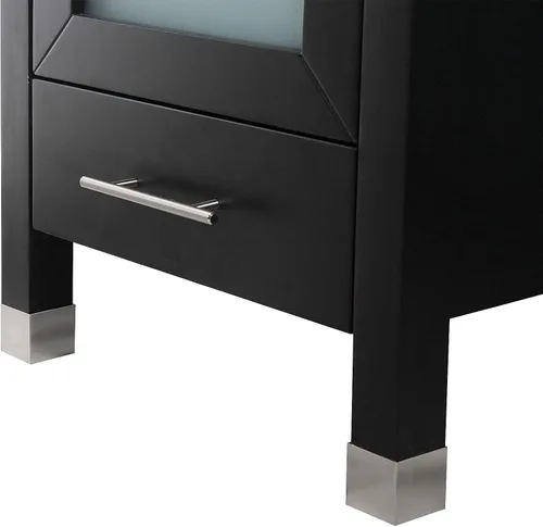 Vista 6 de Mueble de baño de 20 pulgadas con lavabo combinado, fregadero de cerámica circular blanca (negro)
