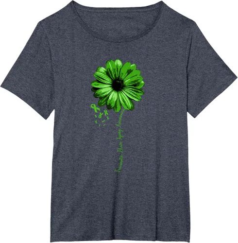 Vista 55 de Camiseta de conciencia de lesiones cerebrales traumáticas con cinta verde guerrero, Negro, S