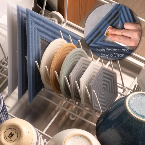 Vista 6 de LINE+ARC Salvamanteles de silicona extra gruesos (presentados en ELLE Decor y BuzzFeed) impermeables, aptos para lavavajillas, resistentes a