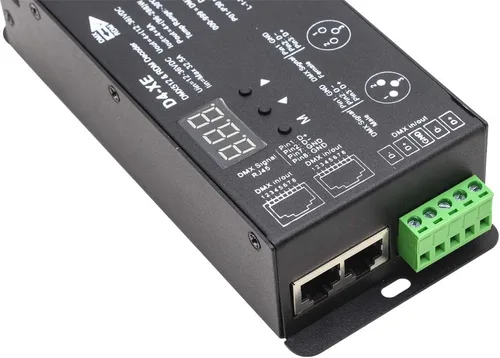 Vista 3 de Novabright Regis 4CH D4-XE 32A PWM sin parpadeo suave atenuación 12V-36V Pantalla digital 8000Hz para luces LED RGBW 8A/CH Premium DMX Decodificador