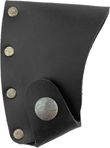 Vista 6 de Cubierta de hoja de hacha hecha a mano de cuero de grano completo, funda protectora, funda de seguridad de hoja de hacha pequeña, accesorio de Negro