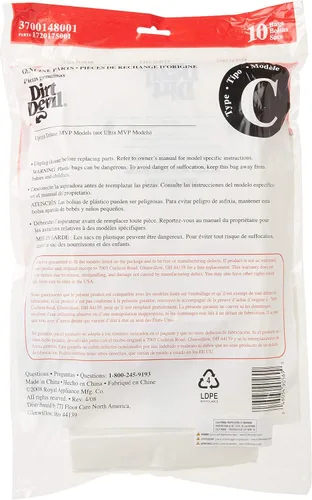 Vista 3 de Dirt Devil 3700148001 - Bolsas de vacío de lujo tipo C (paquete de 10)