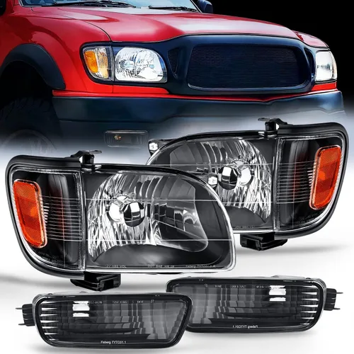 Vista 12 de Nilight Combo de faros delanteros y luces traseras para Toyota Tacoma 2001 Carcasa negra + reflector ámbar con luz trasera