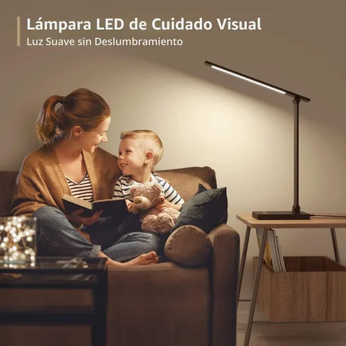 Vista 9 de Lámpara de escritorio LED Lepro con puerto de carga USB, lámpara de mesa regulable para el hogar y la oficina con control táctil para lectura, 650