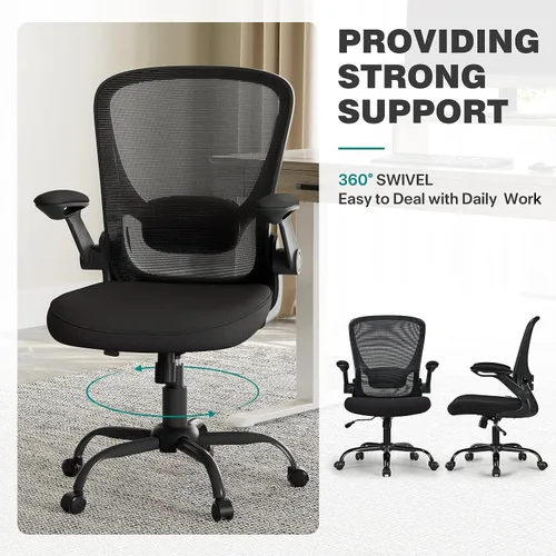 Vista 7 de EUREKA ERGONOMIC Sillas de escritorio de oficina en casa, silla de escritorio ergonómica con ruedas, silla de computadora con malla transpirable