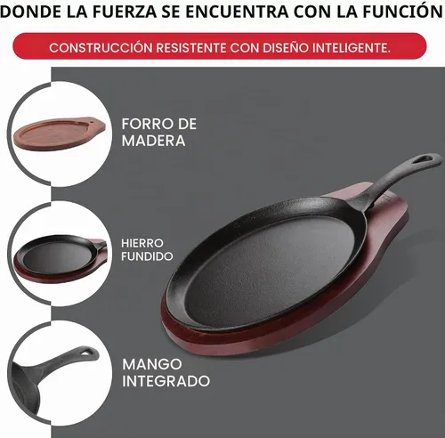 Vista 5 de Winco FS-2 - Juego de servidor Fajita de hierro fundido de 2 piezas, negro