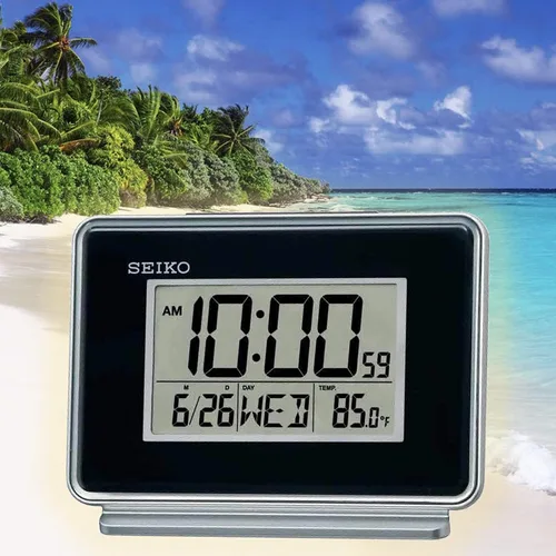 Vista 5 de SEIKO Hudson Everything - Reloj despertador digital para dormitorio, color negro