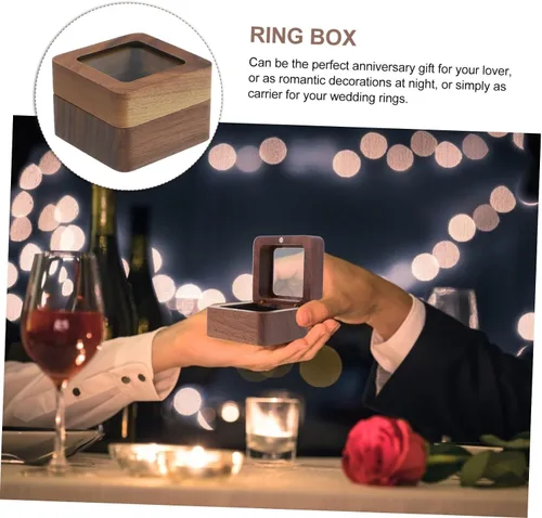 Vista 8 de Cabilock Caja de 2 piezas para anillos de boda, caja de anillo de compromiso, soporte para anillos de almacenamiento, soporte de anillo