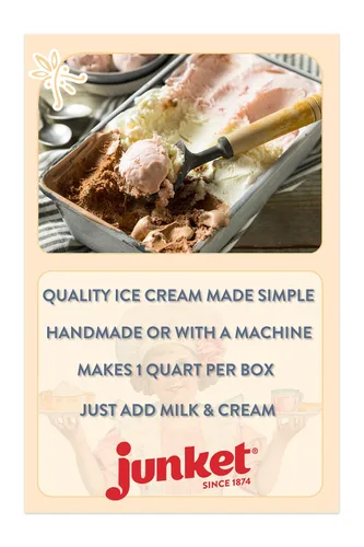 Vista 7 de Junket Mezcla de helado de vainilla: hace 6 cuartos de helado casero antiguo para hacer helados o revolver a mano, solo tienes que añadir leche