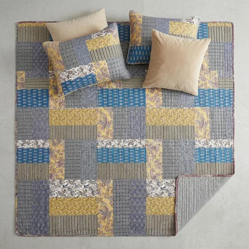 Vista 4 de DaDa Bedding Honey Cove - Colcha de retazos florales – Juego de colcha reversible acolchada de algodón con estampado de cachemira para jardín, casa