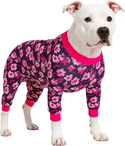 Vista 13 de LovinPet Mono grande para perros, camisas elásticas de algodón con estampado de animales, ropa completa para perros perfecta para evitar que lamen