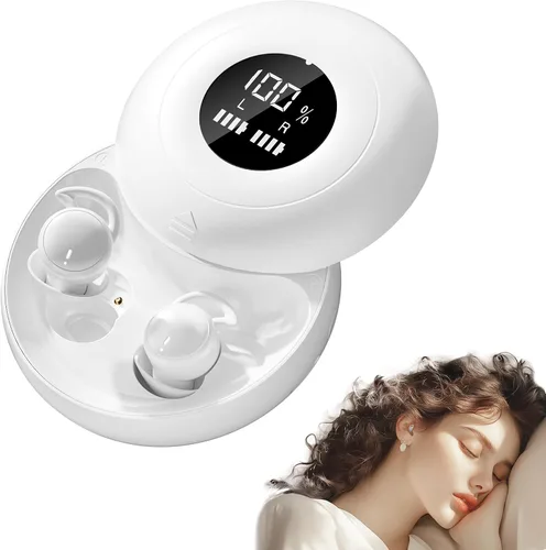 Vista 8 de Sleep Earbuds Bluetooth 6.0 for Side Sleepers, Mini Invisible Silicone Sleep Earbuds, Noise Blocking Sleeping Headphones, Hidden Earbuds with LED