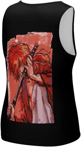 Vista 3 de HARIBHAKT Rurouni Kenshin Himura Kenshin - Camiseta sin mangas para hombre, camiseta sin mangas con impresión 3D, camiseta casual para correr