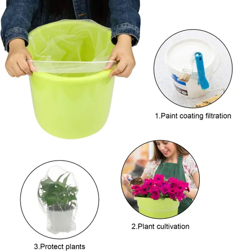 Vista 2 de Boao Bolsas de filtro de pintura, bolsas de filtro de pintura de malla fina blanca, filtro de cubo desechable para pintura, jardinería, protección