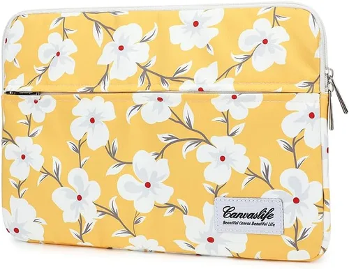 Vista 8 de Canvaslife - Funda de lona para laptop de 13 pulgadas con patrón de cuadros negros y bolsillo de 13 y 13.3 pulgadas