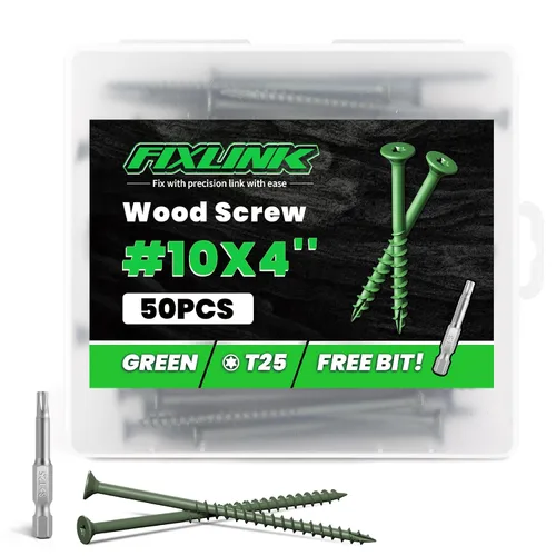 Vista 38 de Tornillos para madera de 2-1/2 pulgadas, tornillos para terraza FIXLINK #10 x 2-1/2", 310 piezas, recubiertos con epoxi, broca de estrella T25