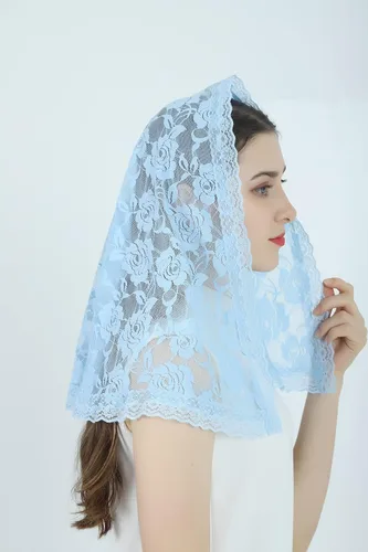 Vista 42 de Velo de mantilla de encaje suave y cómodo, 7 colores, estilo español, velo de encaje, cubierta de cabeza, forma de D