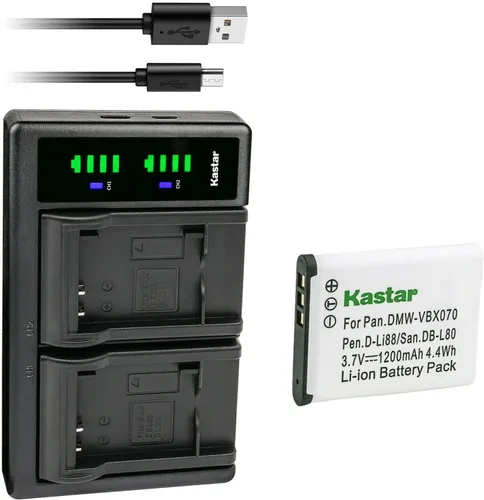 Vista 8 de Kastar Cargador de batería USB LTD2 compatible con batería Pentax D-LI88 DLI88, Pentax Optio H90, Optio P70, Optio P80, Optio W90, Optio WS80