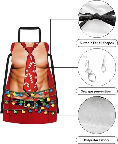 Vista 32 de Dreaweet Delantal de cocina unisex con cuello ajustable de Navidad