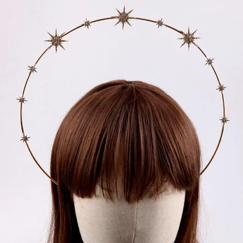 Vista 6 de Beaupretty Nuestra Señora Diadema Fiesta Headwear Diadema Luna Diadema Nupcial Metal Diadema Cabeza Estrella Accesorios para el Cabello Decorativo