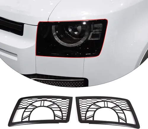 Vista 11 de Cubierta de faros delanteros de automóvil ABS ahumada tintada compatible con accesorios Land Rover Defender 2020 2021 2022, cubierta de lámpara