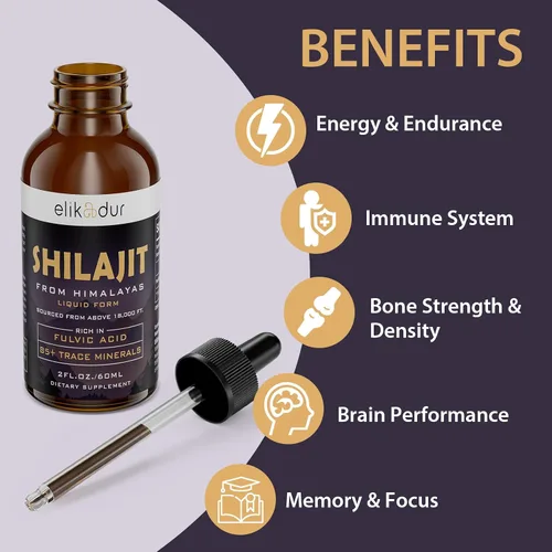 Vista 4 de Shilajit Suplemento líquido orgánico de resina, Shilajit Himalayan Organic, vitaminas líquidas para mujeres y hombres, más de 85 minerales traza